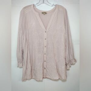 Democracy Women's Pink Button-Up Top Size ( 1 X)